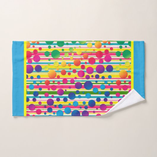 [Beatnik-Blasen] Retro Tupfen-Streifen-Regenbogen Badhandtuch Set (Handtuch)