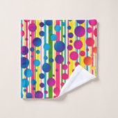 [Beatnik-Blasen] Retro Tupfen-Streifen-Regenbogen Badhandtuch Set (Waschlappen)