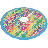 [Beatnik Bubbles] Retro Polka Dot Streifen blau Polyester Weihnachtsbaumdecke (Schrägansicht)