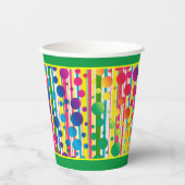 [Beatnik Bubbles] Retro Polka Dot Strip - Grün Pappbecher (Vorderseite)