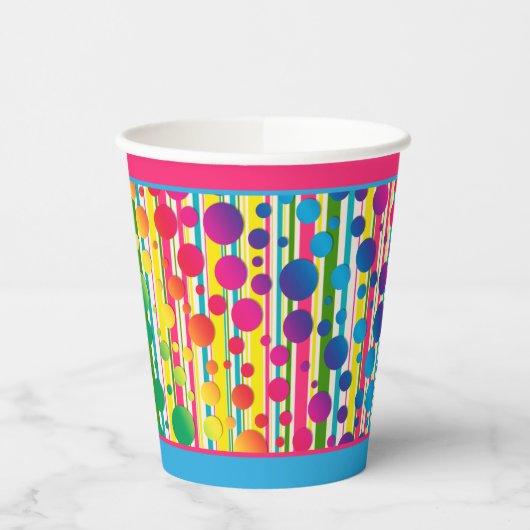 [Beatnik Bubbles] Retro Polka Dot Strip Two Tone Pappbecher (Links)