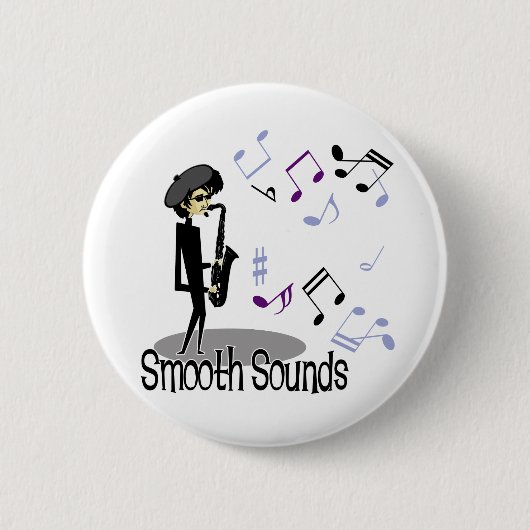 Beatnik-Jazz-Saxophon-Spieler Button (Vorderseite)