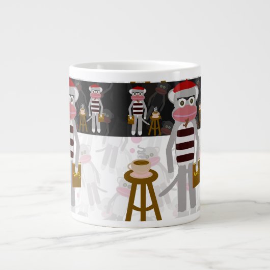 Beatnik Monkey Pattern Fun Character Cartoon Jumbo-Tasse (Vorderseite)