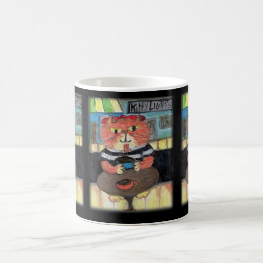 Beatnik Poet Kitty Coffeehouse Folk Art Fun Kaffeetasse (Mittel)