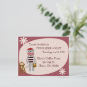 Beatnik Sock Monkey Spaß Fünfzig Poet Art Einladung (Stehend Vorderseite)