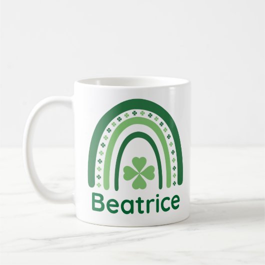 Beatrice Name Clover Boho Rainbow Kaffeetasse (Links)
