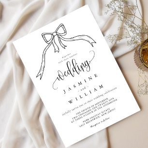 Beatrice Ribbon Bow Black and White Wedding Einladung