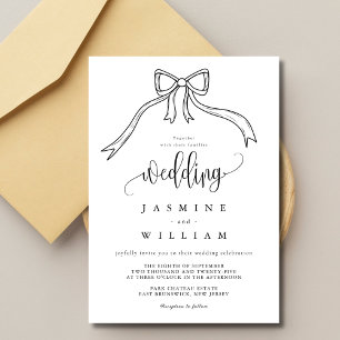 Beatrice Ribbon Bow Black and White Wedding Einladung