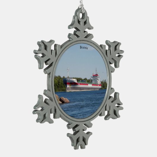 Beatrix-Kugel oder Schneeflocke Schneeflocken Zinn-Ornament (Links)