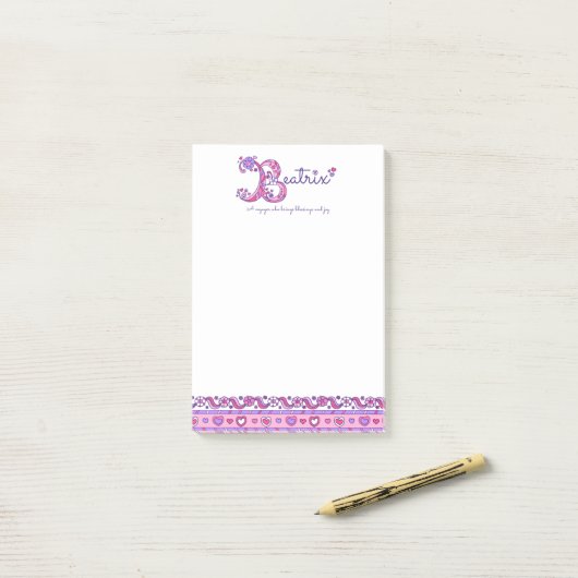 Beatrix Name bedeutet Buchstabe B benutzerdefinier Post-it Klebezettel (Auf Schreibtisch)