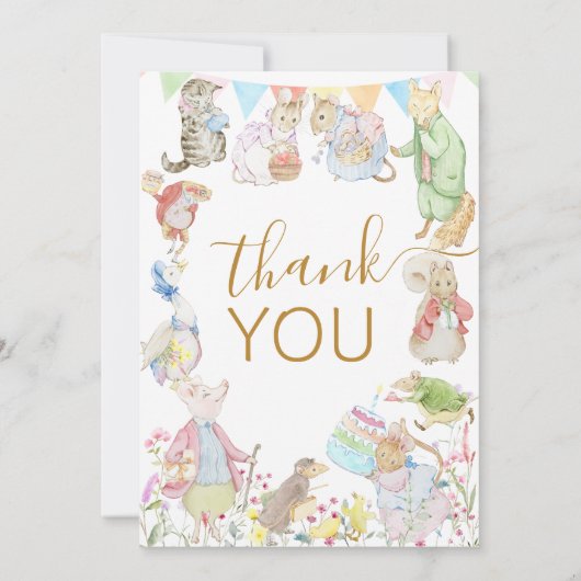 Beatrix Peter die Rabbit Woodland Baby Dusche Dankeskarte (Rückseite)