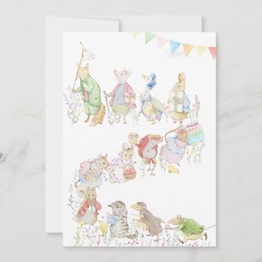 Beatrix Peter die Rabbit Woodland Baby Dusche Einladung (Rückseite)