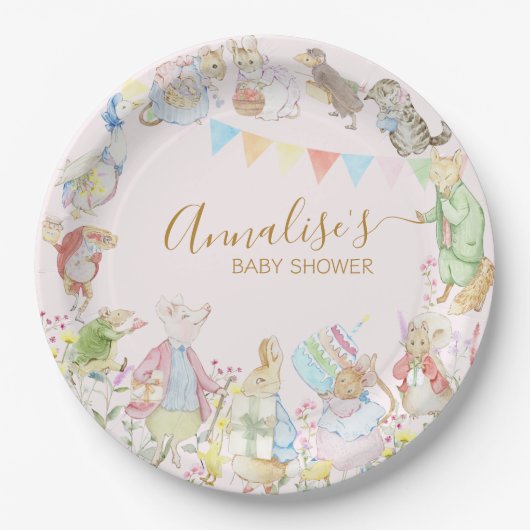 Beatrix Peter die Rabbit Woodland Baby Dusche Pappteller (Vorderseite)