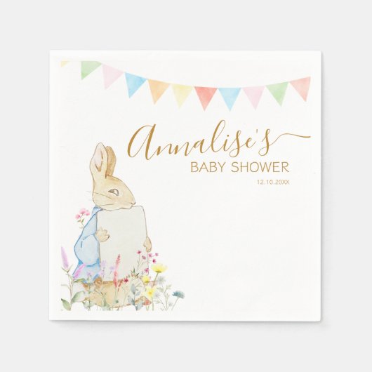 Beatrix Peter die Rabbit Woodland Baby Dusche Serviette (Vorderseite)