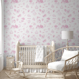 Beatrix Peter the Rabbit Toile Chinoiserie Pink Tapete
