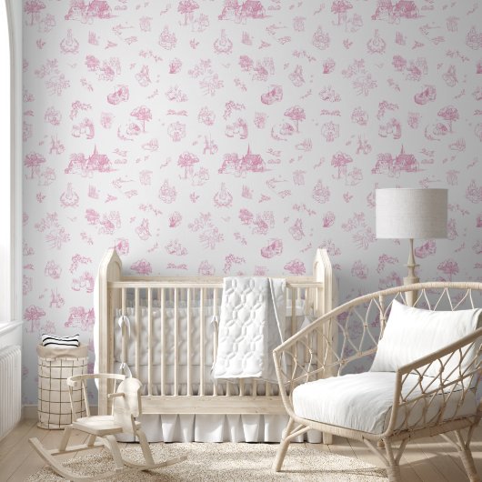 Beatrix Peter the Rabbit Toile Chinoiserie Pink Tapete (Kinder)