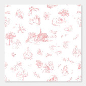 Beatrix Peter the Rabbit Toile Chinoiserie Red Tapete (Vorderseite)