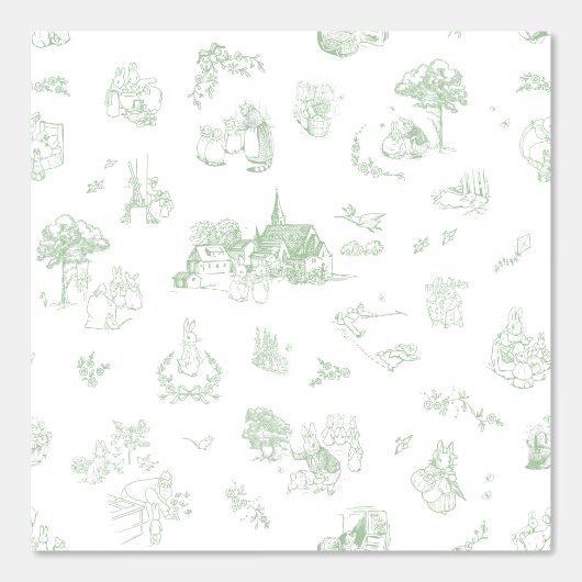 Beatrix Peter the Rabbit Toile Chinoiserie Sage Tapete (Vorderseite)