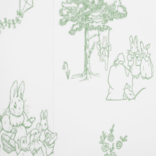 Beatrix Peter the Rabbit Toile Chinoiserie Sage Tapete (Naht)