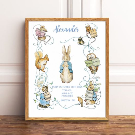 Beatrix Potter Birth Stats Kinderzimmer Art Poster