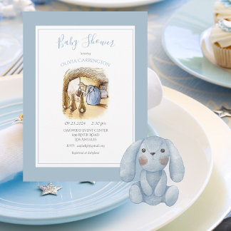 Beatrix Potter Blue Bunny Baby Dusche Einladung