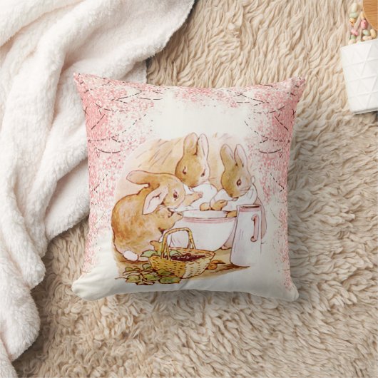 Beatrix Potter Bunnies, Babydusche, rosa, kundensp Kissen (Decke)