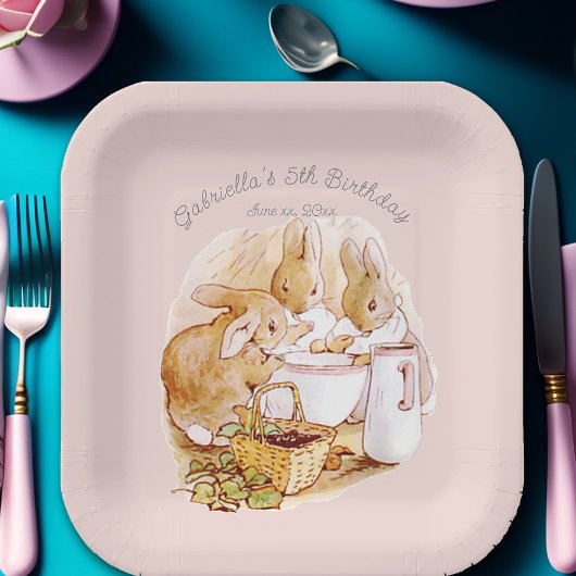 Beatrix Potter Bunnies Berries und Cream Birthday Pappteller