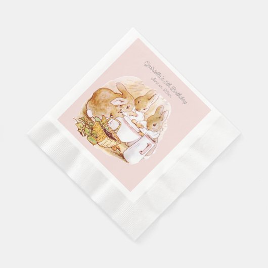 Beatrix Potter Bunnies Berries und Cream Birthday Serviette (Ecke)