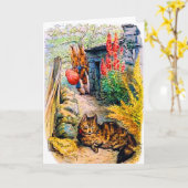 Beatrix Potter - Bunnies sieht sich die Katze an Karte (Gelbe Blume)