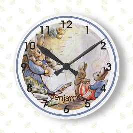 Beatrix Potter Bunny Familie Runde Uhr