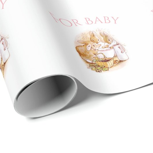 Beatrix Potter Bunny Rabbit Pink Baby Dusche Geschenkpapier (Rolleneckpunkt)