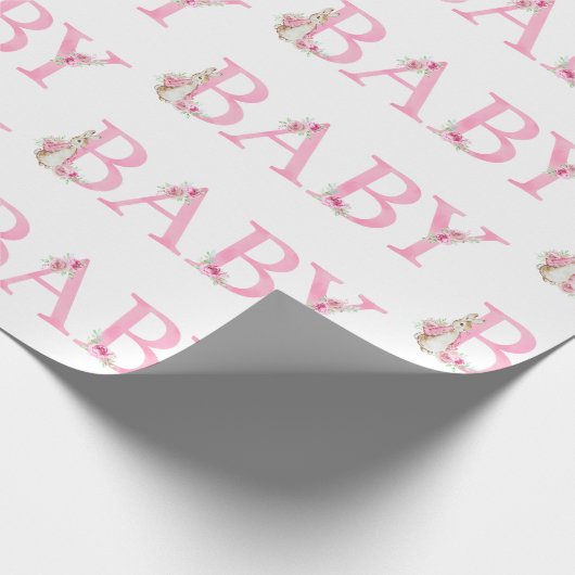 Beatrix Potter Bunny Rabbit Pink Baby Dusche Geschenkpapier (Ecke)