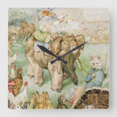 Beatrix Potter Das märchenhafte Caravan-Kinderzimm Quadratische Wanduhr (Vorderseite)