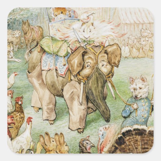 Beatrix Potter Die märchenhafte Karawane Quadratischer Aufkleber (Vorderseite)