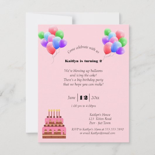 Beatrix Potter Geburtstagsparty Einladung (Rückseite)