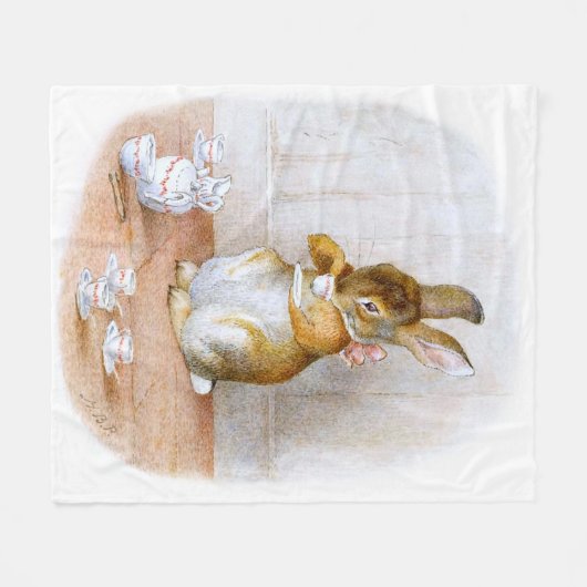 Beatrix Potter: Häschen-Mädchen-trinkender Tee Fleecedecke (Vorderseite (Horizontal))