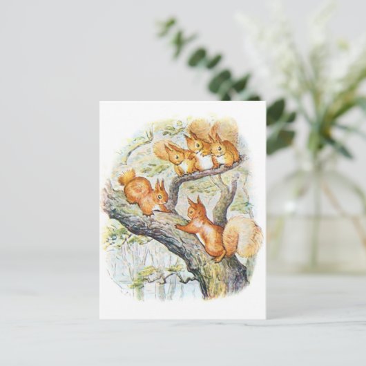 Beatrix Potter Illustration Nutkin + Eichhörnchen Postkarte (Stehend Vorderseite)