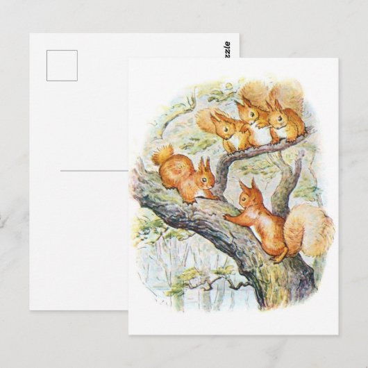 Beatrix Potter Illustration Nutkin + Eichhörnchen Postkarte (Vorne/Hinten)