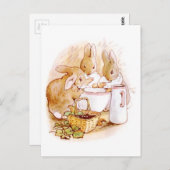 Beatrix Potter, Kaninchen, Bowl & Milk Pitcher Postkarte (Vorne/Hinten)