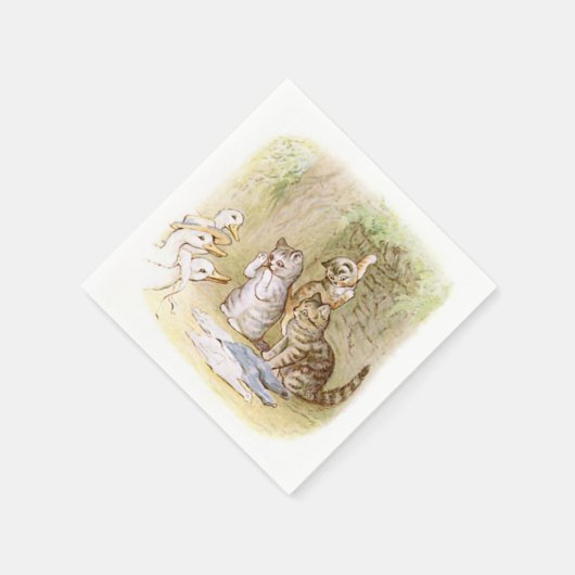 Beatrix Potter, Kätzchen, Enten, kundenspezifisch Serviette (Ecke)