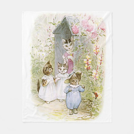 Beatrix Potter Kittens Mutter Katzen Garten Fleecedecke (Vorderseite)