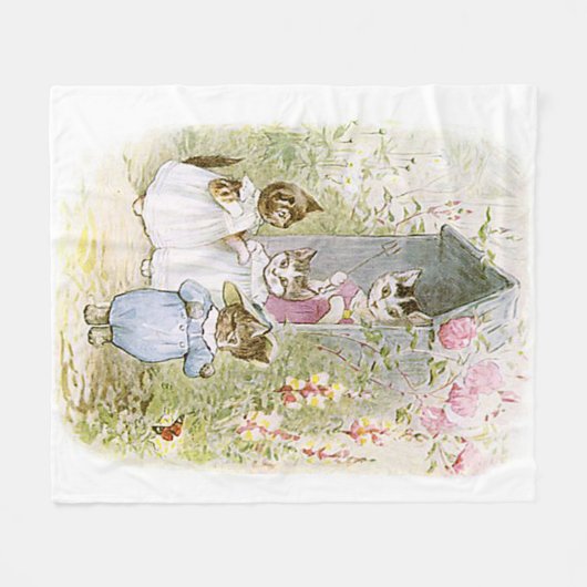 Beatrix Potter Kittens Mutter Katzen Garten Fleecedecke (Vorderseite (Horizontal))