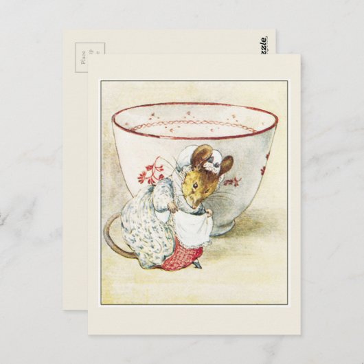 Beatrix Potter, Lady Mouse, Teacup Postkarte (Vorne/Hinten)