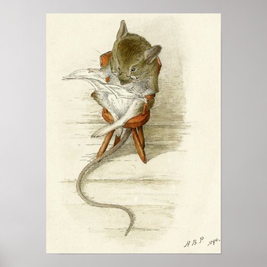 Beatrix Potter Mouse Reading Newspaper Poster (Vorne)