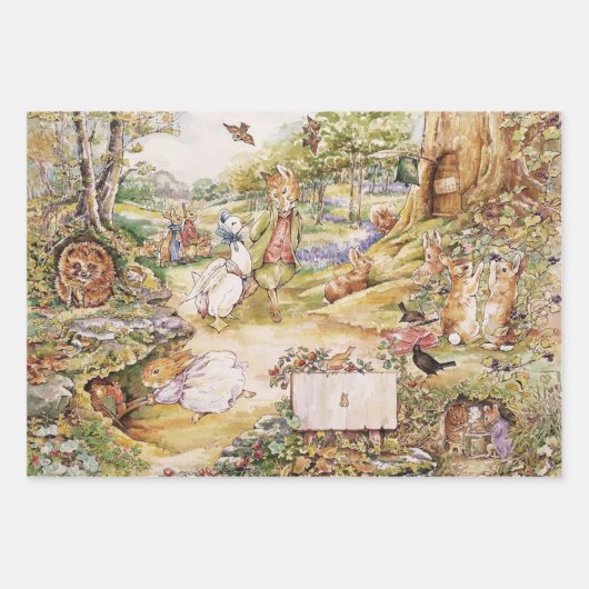 Beatrix Potter Niedlich Peter das Kaninchen und se Geschenkpapier Set (Vorderseite)