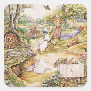 Beatrix Potter Niedlich Peter und Friends Quadratischer Aufkleber
