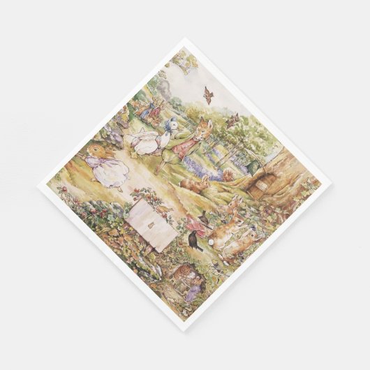 Beatrix Potter Niedlich Peter und Friends Serviette (Ecke)
