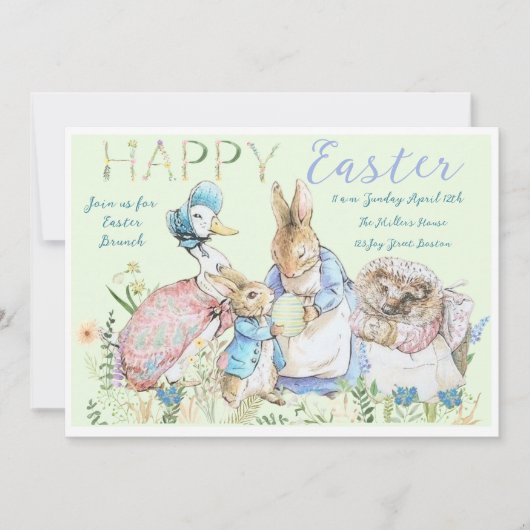 Beatrix Potter Peter der Rabbit Osterfeier Einladung (Vorderseite)