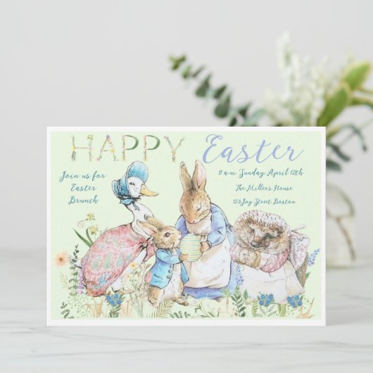 Beatrix Potter Peter der Rabbit Osterfeier Einladung (Stehend Vorderseite)