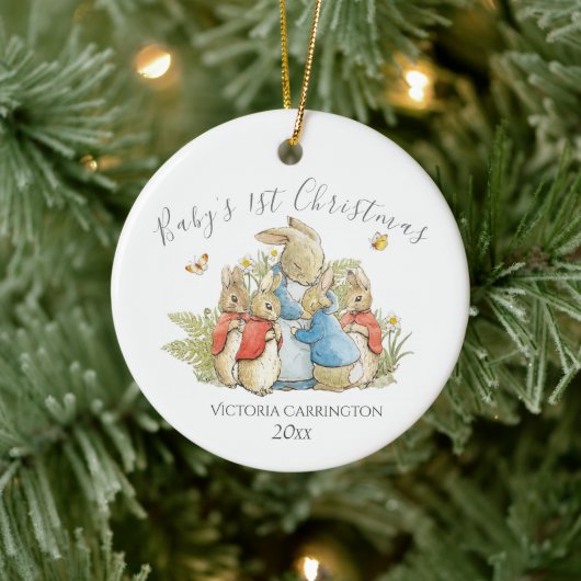 Beatrix Potter Peter Rabbit Baby's 1. Weihnachten Keramik Ornament (Baum)